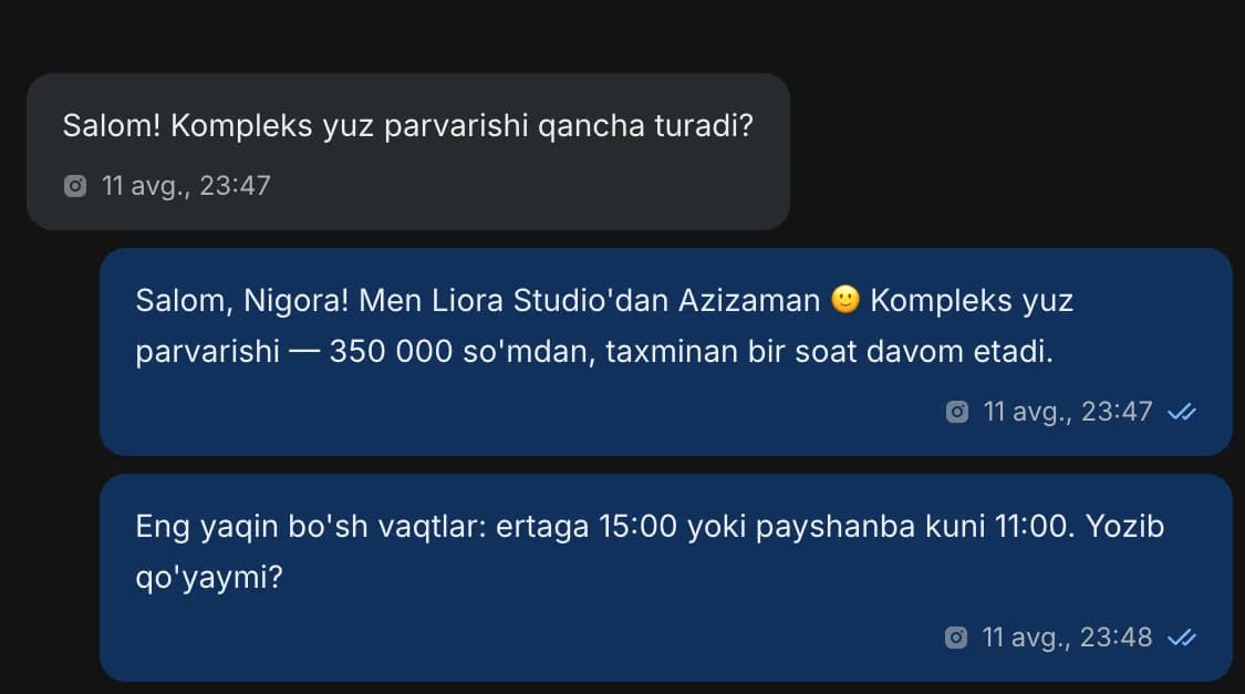 Yozishma: AI narx, davomiylik va ikkita boʻsh vaqtni aytdi